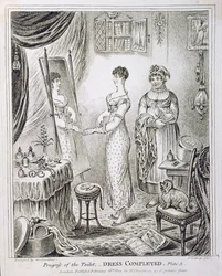 Progress of the Toilet tai Dress Completed, julkaisija Hannah Humphrey vuonna 1810