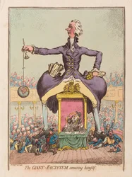 Giant Factotum huvittaa itseään, pubi. 1797 (käsinvärinen kaiverrus)