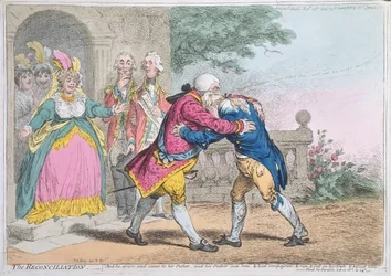 The Reconciliation, julkaisija Hannah Humphrey, 1804 (värillinen etsaus)