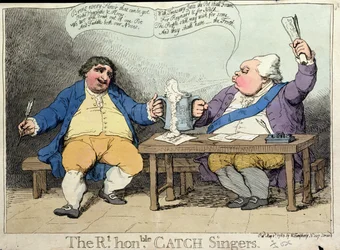 The Right Honorable Catch Singers, julkaissut William Humphrey vuonna 1783 (käsinvärinen etsaus)