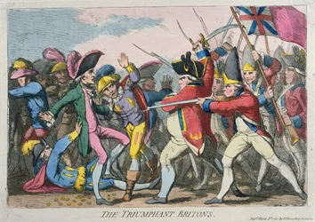 The Triumphant Britons, julkaisija Hannah Humphrey vuonna 1780 (käsinvärinen etsaus)