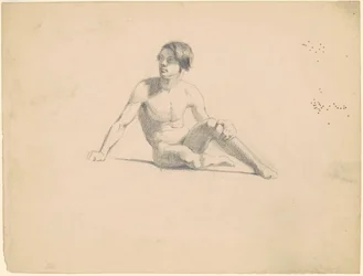 Istuva alaston mies [recto]