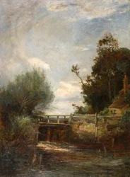The Lock On the Colne River (öljy kankaalle)