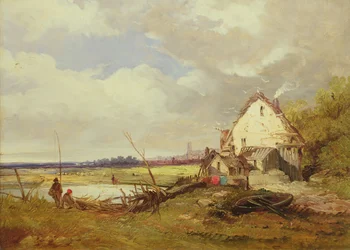 Kalastajat mökillä joen rannalla