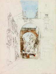 La Piazza dei Signori, Verona (kynä ja akvarelli paperille (kudottu))