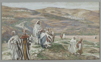 Hän lähetti ne kaksi kerrallaan, esimerkki teoksesta The Life of Our Lord Jesus Christ, 1886-96 (wc grafiitin päällä paperilla)