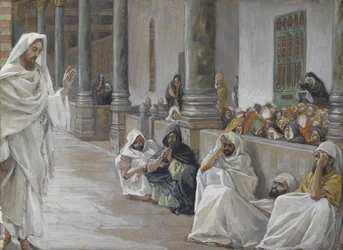 Hän, joka on Jumala, kuulee Jumalan sanan, esimerkki teoksesta Herramme Jeesuksen Kristuksen elämä, 1886-94 (wc grafiitin päällä paperilla)