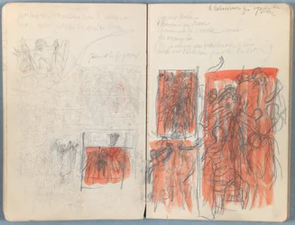 Sivuja Sketches for The Life of Our Lord Jesus Christ -albumista 1880-luvun lopulla (grafiitti ja pesu paperille)