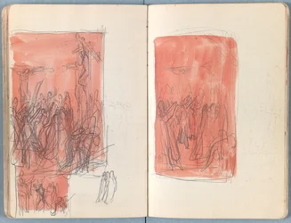 Sivuja Sketches for The Life of Our Lord Jesus Christ -albumista 1880-luvun lopulla (grafiitti ja pesu paperille)