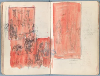 Sivuja Sketches for The Life of Our Lord Jesus Christ -albumista 1880-luvun lopulla (grafiitti ja pesu paperille)