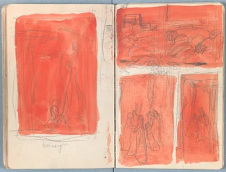 Sivuja Sketches for The Life of Our Lord Jesus Christ -albumista 1880-luvun lopulla (grafiitti ja pesu paperille)