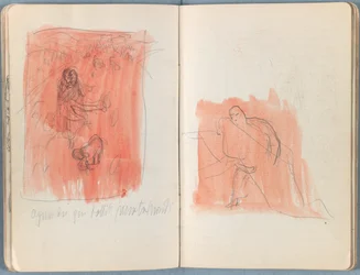 Sivuja Sketches for The Life of Our Lord Jesus Christ -albumista 1880-luvun lopulla (grafiitti ja pesu paperille)