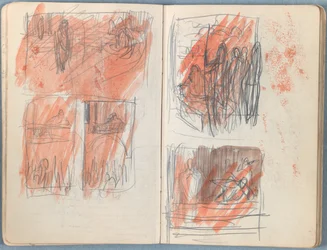 Sivuja Sketches for The Life of Our Lord Jesus Christ -albumista 1880-luvun lopulla (grafiitti ja pesu paperille)