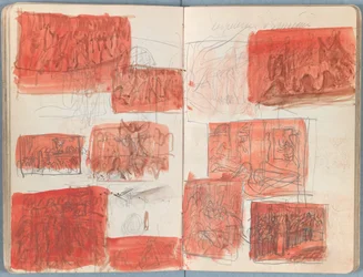 Sivuja Sketches for The Life of Our Lord Jesus Christ -albumista 1880-luvun lopulla (grafiitti ja pesu paperille)