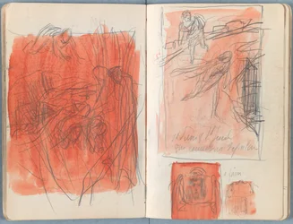 Sivuja Sketches for The Life of Our Lord Jesus Christ -albumista 1880-luvun lopulla (grafiitti ja pesu paperille)