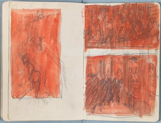 Sivuja Sketches for The Life of Our Lord Jesus Christ -albumista 1880-luvun lopulla (grafiitti ja pesu paperille)
