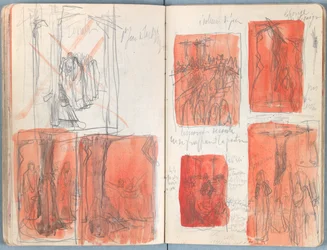 Sivuja Sketches for The Life of Our Lord Jesus Christ -albumista 1880-luvun lopulla (grafiitti ja pesu paperille)