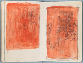 Sivuja Sketches for The Life of Our Lord Jesus Christ -albumista 1880-luvun lopulla (grafiitti ja pesu paperille)