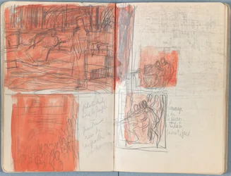 Sivuja Sketches for The Life of Our Lord Jesus Christ -albumista 1880-luvun lopulla (grafiitti ja pesu paperille)