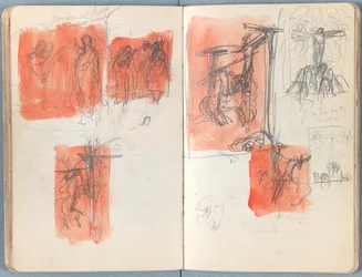 Sivuja Sketches for The Life of Our Lord Jesus Christ -albumista 1880-luvun lopulla (grafiitti ja pesu paperille)
