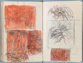 Sivuja Sketches for The Life of Our Lord Jesus Christ -albumista 1880-luvun lopulla (grafiitti ja pesu paperille)