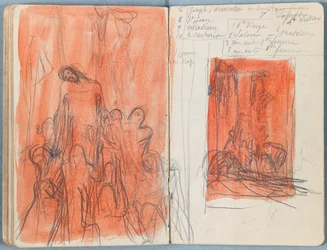 Sivuja Sketches for The Life of Our Lord Jesus Christ -albumista 1880-luvun lopulla (grafiitti ja pesu paperille)