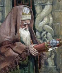 Simeon, kuvitus teokseen The Life of Christ, n. 1886-1894 (wc ja guassi pahville)
