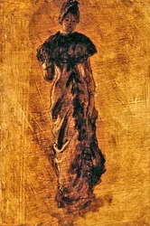 Tutkimus "Ulkomaisille vierailijoille Louvressa", n. 1880 (öljy paneelissa)