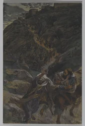 Apostolien lento, esimerkki teoksesta Herramme Jeesuksen Kristuksen elämä, 1886-94 (wc grafiitin päällä paperilla)