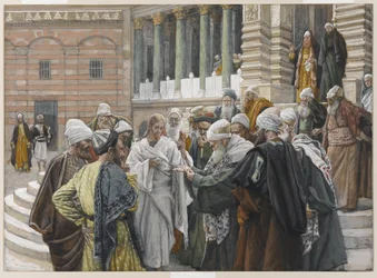 The Tribute Money, kuvitus teoksesta The Life of Our Lord Jesus Christ, 1886-94 (wc grafiitin päällä paperilla)