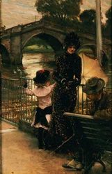Taiteilija, rouva Kathleen Newton ja hänen veljentytär Lilian Hervey Thamesin rannalla Richmondissa, 1878-79