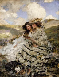 Dyyneillä Lady Shannon ja Kitty, n. 1900-1910.