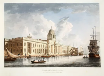 Dublinin tullitalo, 1792 (käsin väritetty kaiverrus).