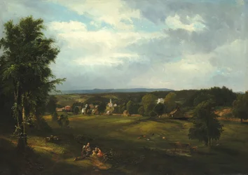 Village Scene lähellä Albanya, New York, 1850.
