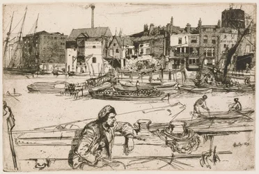 Black Lion Wharf, Thames-sarjasta (kuudentoista etsauksen sarja, joka kuvaa Thamesin maisemia ja muita aiheita)