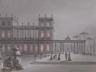 Italialainen juhla: Figuurit Palazzon terassilla