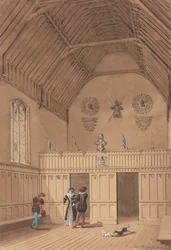 Raftered Hall hahmoilla 1500-luvun mekossa