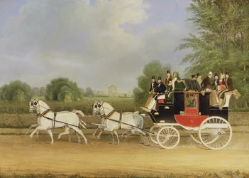 London-Farringdonin linja-auto ohittaa Buckland Housen, Berkshire