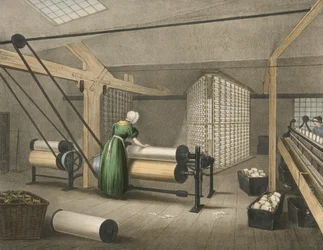 Vääntyminen ja käämitys, Progress of Cotton No. 8, pub. 1840