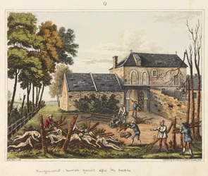 Hougoumont - hautausmaa taistelun jälkeen, lähteestä 
