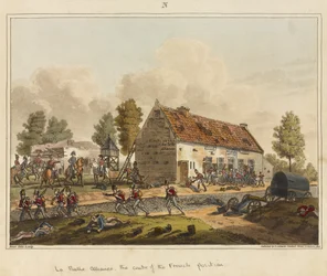 La Belle Alliance, ranskalaisten aseman keskus, kirjasta "An Historical Account of the Battle of Waterloo" (Waterloon taistelun historiallinen kuvaus).