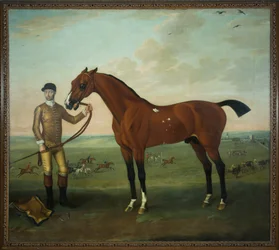 Lentävät lapset sulhasen kanssa Newmarket Heathissä, n. 1722-25 (öljy kankaalle)