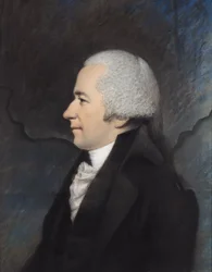 Kenraali Alexander Hamilton (pastelli harmaalla paperilla)