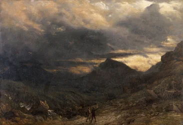 Näkymä Snowdoniin (öljy paneelille)