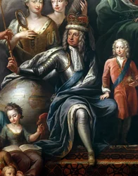 George I ja hänen pojanpoikansa, prinssi Frederick, yksityiskohta Painted Hallista