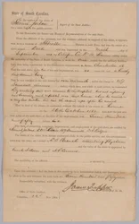 Etelä-Carolinan konfederaation osavaltion myöntämä vaatimus orjuutetusta miehestä Dickistä, 23. marraskuuta 1864.