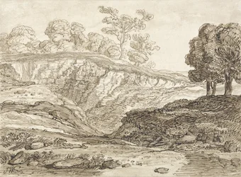 The Quarry (kynä ja ruskea muste ruskealla pesulla paperilla)