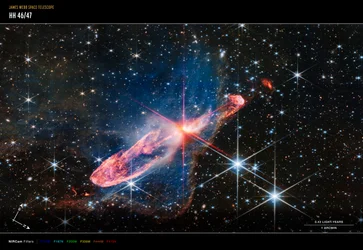 Herbig-Haro 46/47 (NIRCam-kompassikuva)