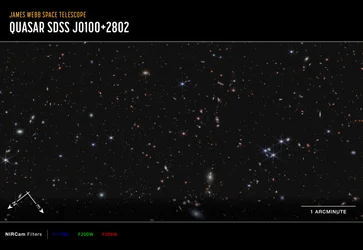 Quasar J0100+2802 (NIRCam-kompassikuva)