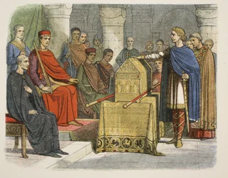 Harold II vannoo uskollisuutta Normandian herttua Williamille